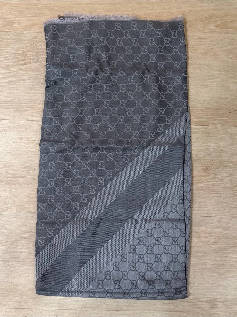 Gucci GG Web Wool- Silk Blend Scarf 45cm x 180cm NWT Complete box and bag